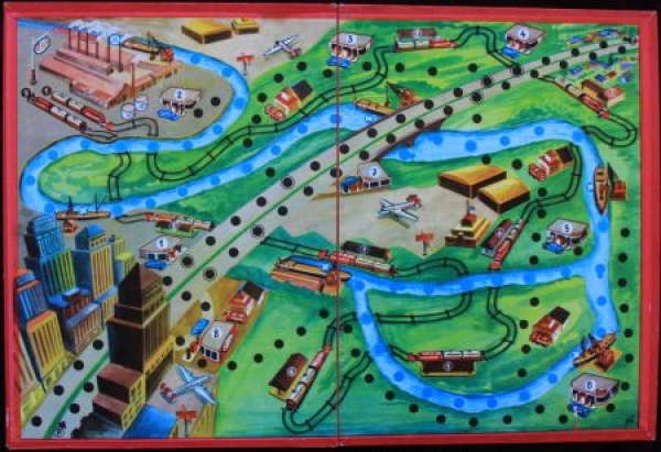 Esso "Über Schienen und Strasse"  1960 Tankstellen-Brettspiel (8715)